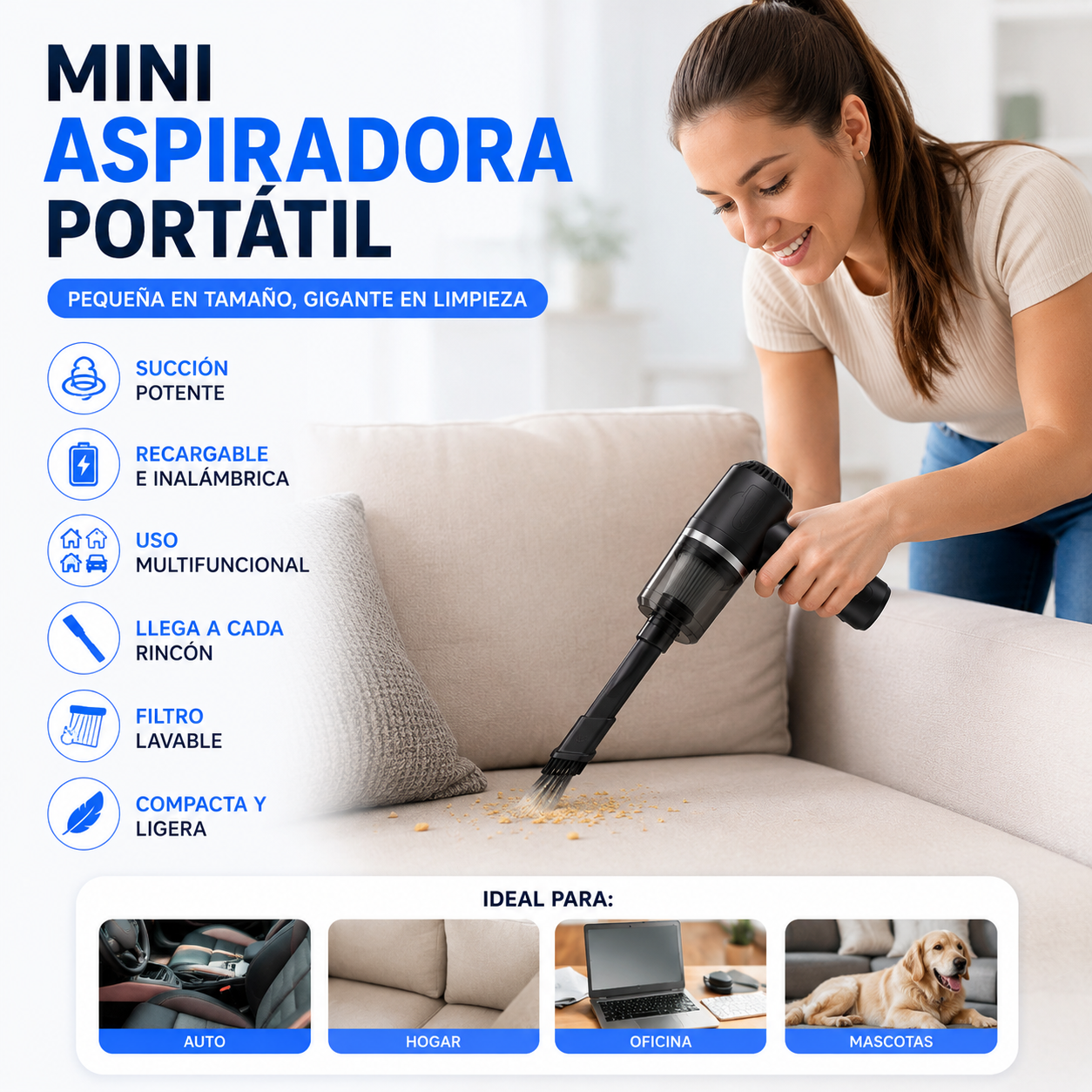 Mini Aspiradora Portátil Recargable