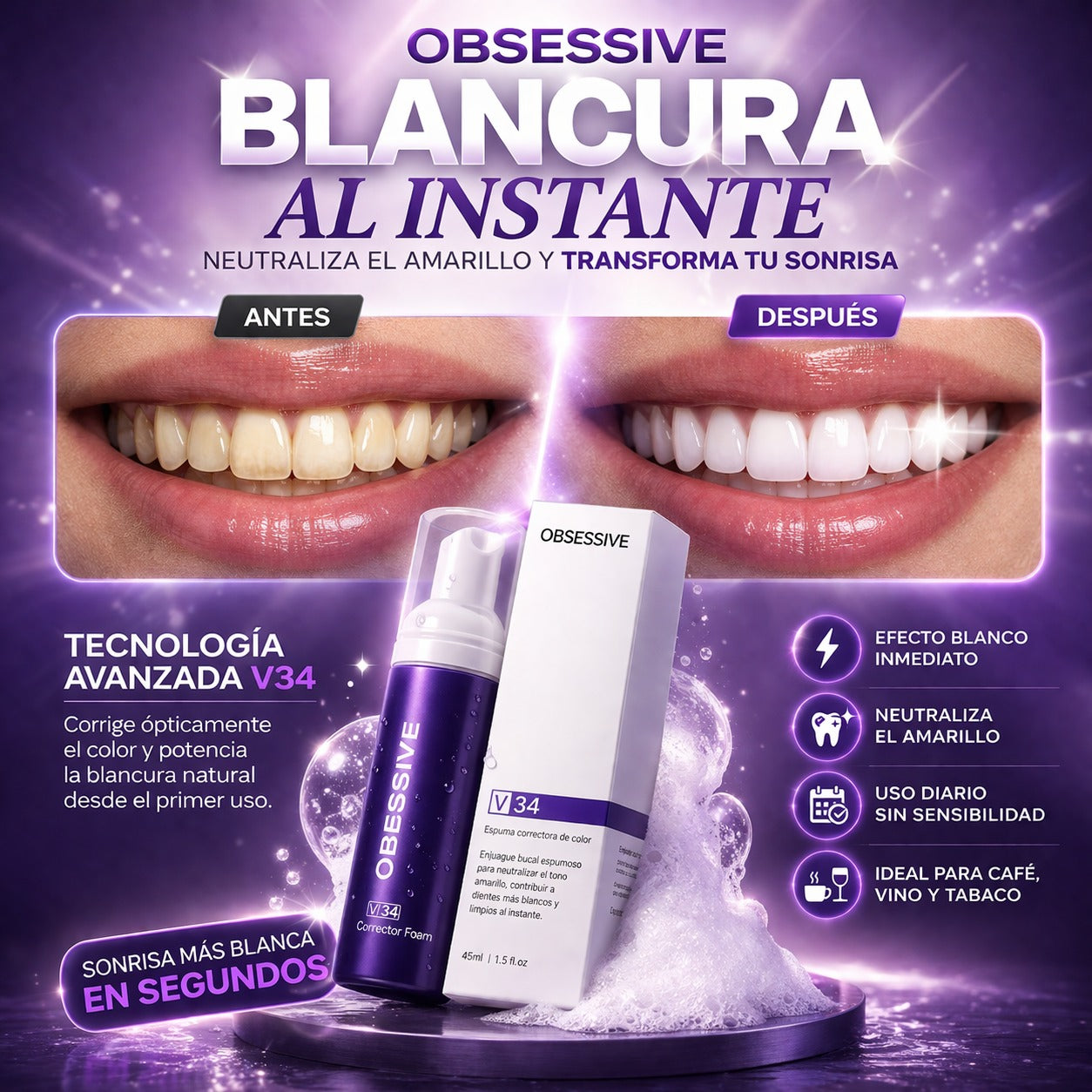 Pasta Dental Blanqueadora OBSESSIVE 😁